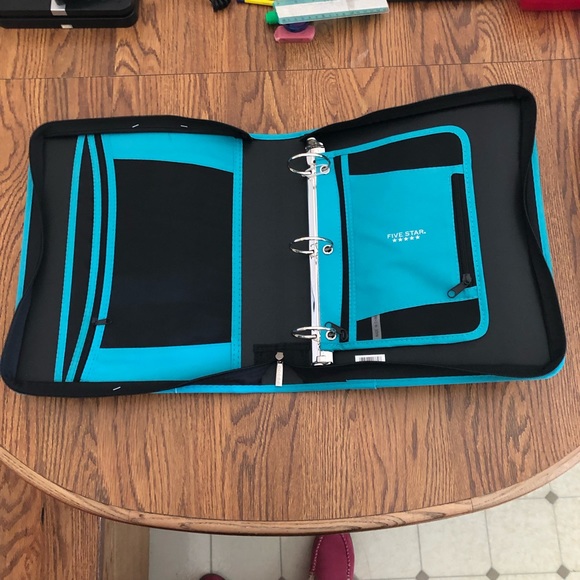 Mead Five Star 2” Zipper Binder Black Aqua - Picture 5 of 11